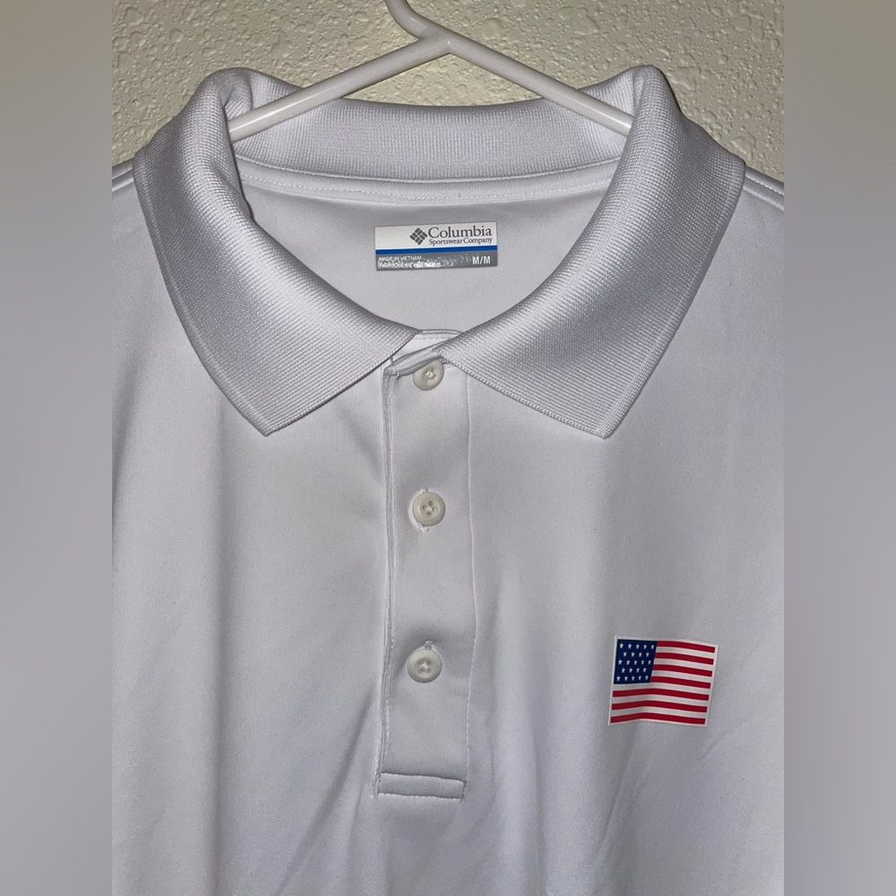 Columbia White USA Polo Shirt for Men - medium - Picture 3 of 6